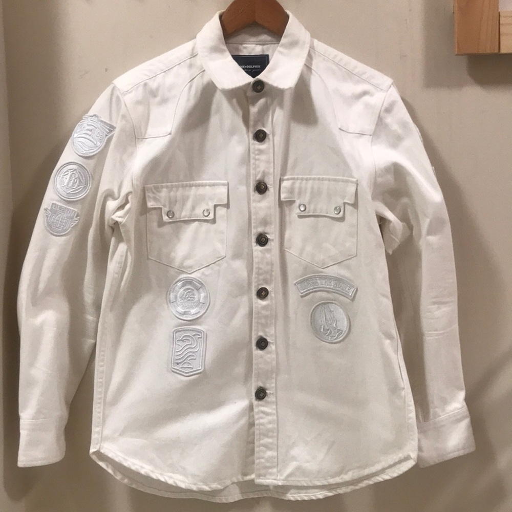 Pink Dolphin Patchwork White Denim Jacket